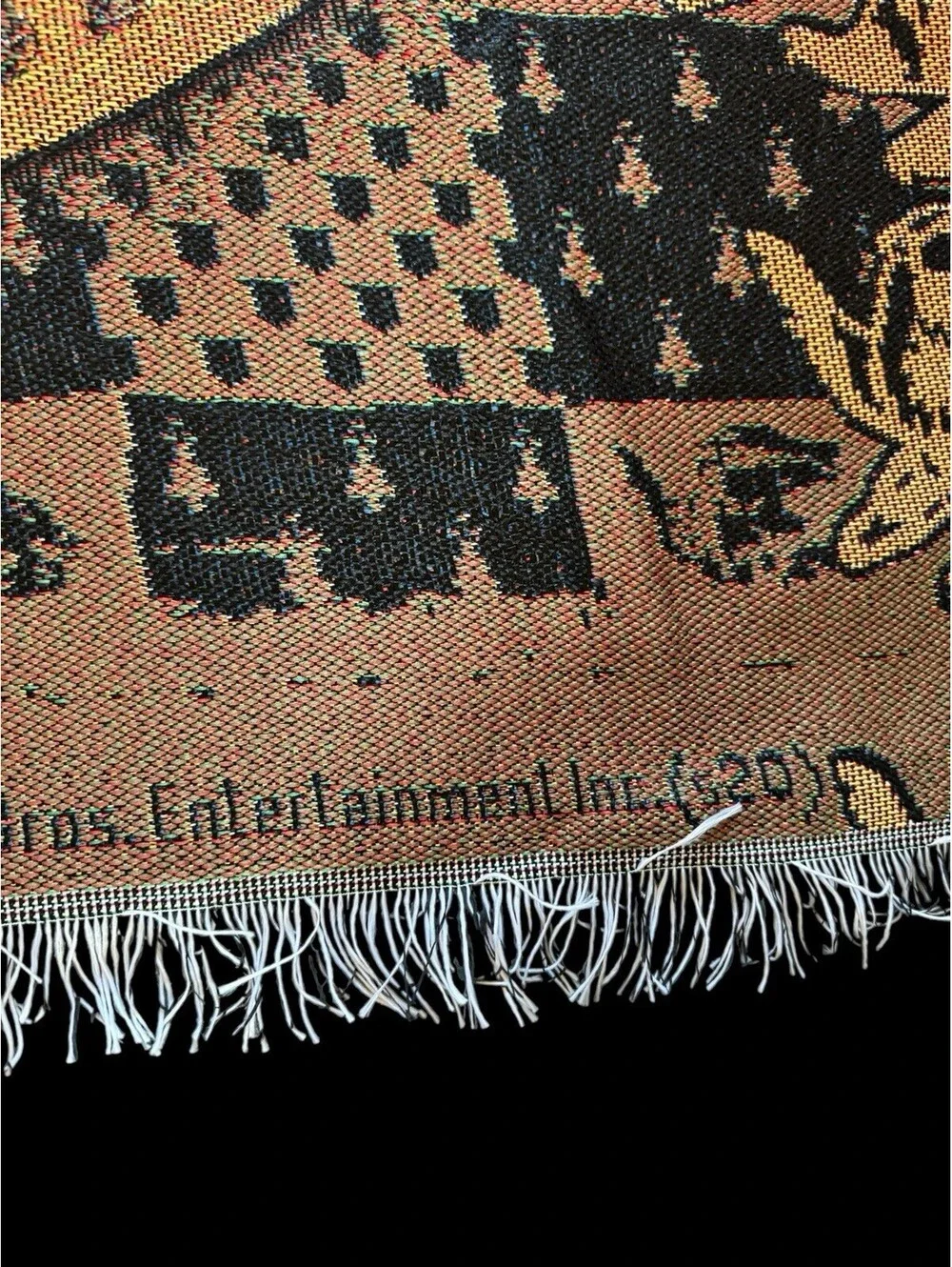 Harry Potter Hufflepuff Dark Academic Woven Tapestry Throw Blanket w/ Fringe HTF